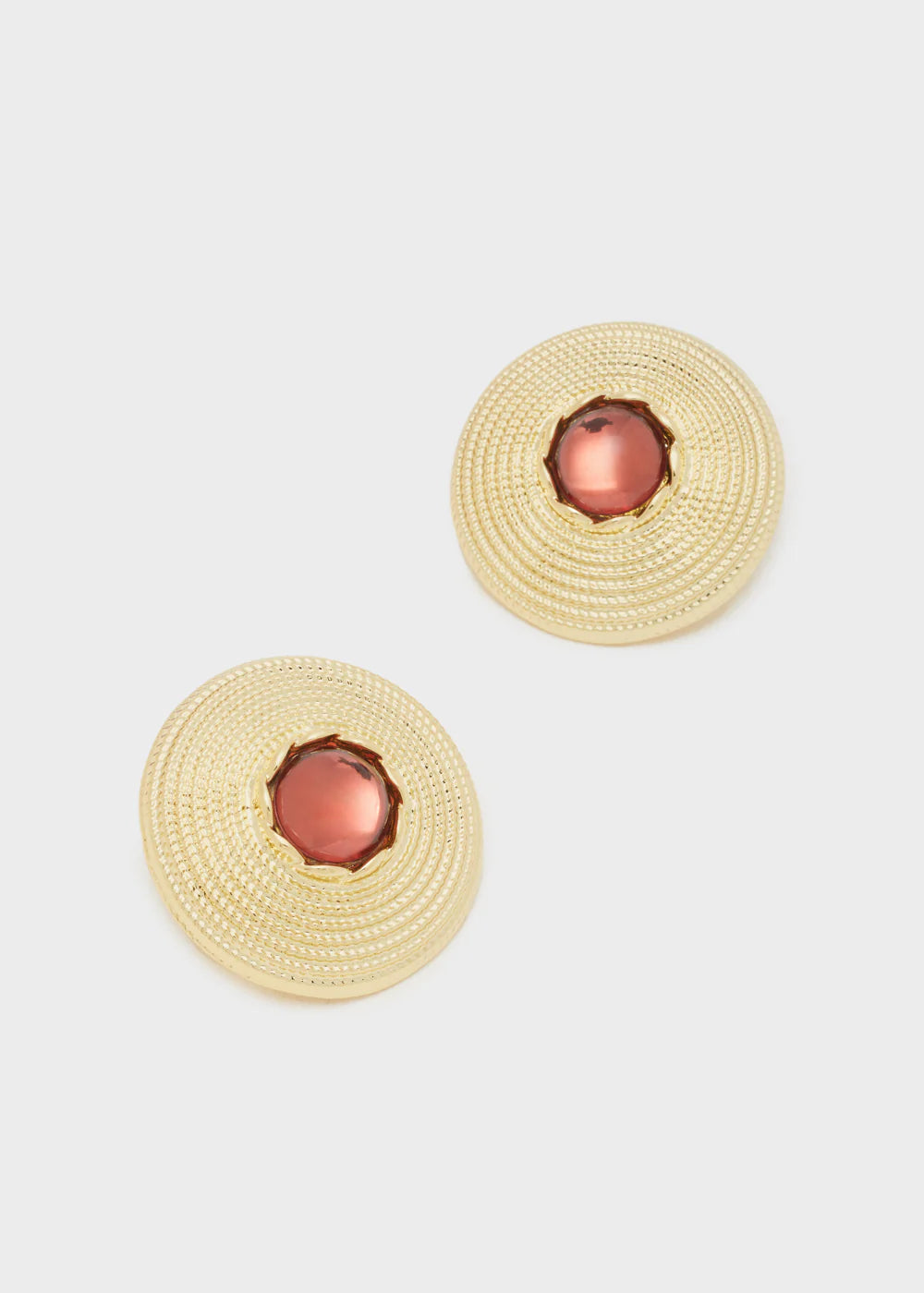 ORECCHINI TONDI ORO+PIETRA ARANCIO CLIP