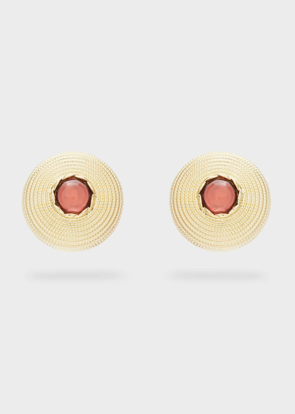 ORECCHINI TONDI ORO+PIETRA ARANCIO CLIP