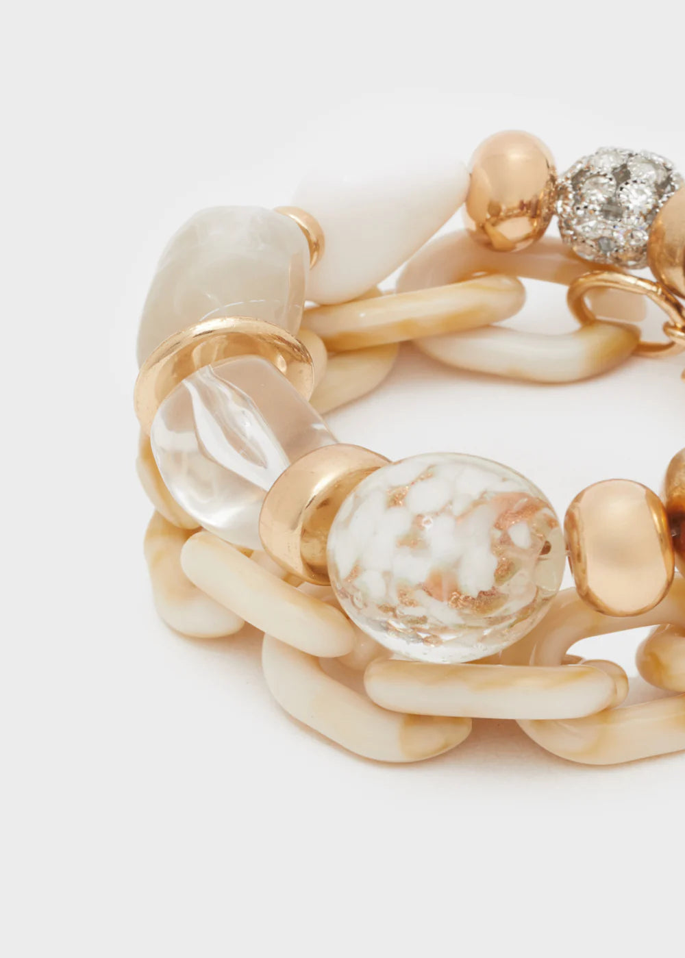 SET BRACCIALI CIOTTOLI ORO+ RESINA BEIGE/GRIGIO - Nalì