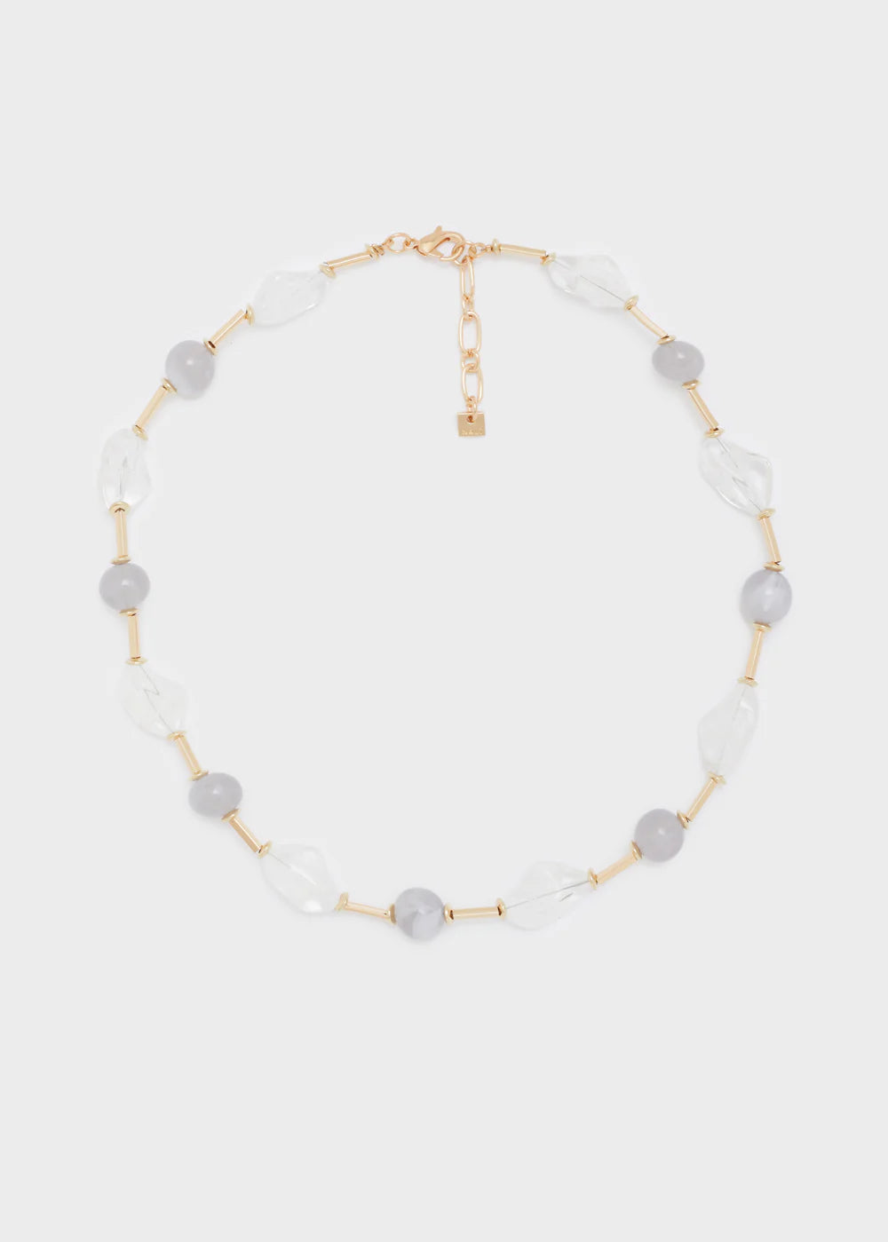 COLLANA ORO+PERLINE IN RESINA GRIGIO - Nalì